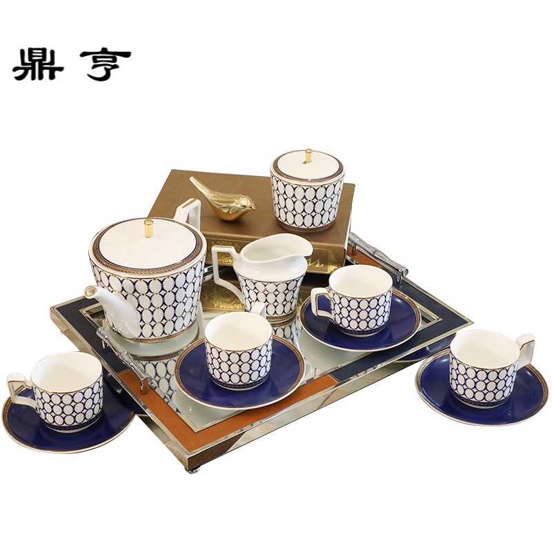 鼎亨简约美式陶瓷骨瓷咖啡杯杯碟套装欧式小样板房创意个性装