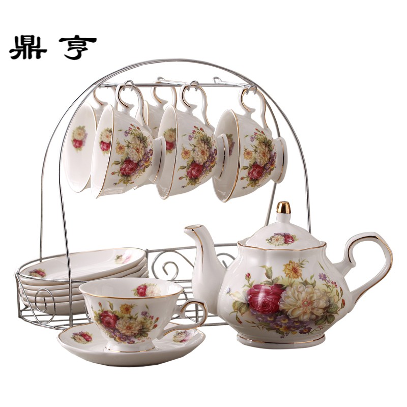 鼎亨骨瓷咖啡杯花茶茶杯 英式下午茶杯碟套装陶瓷套具 欧式茶具