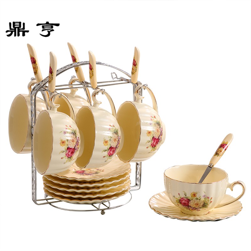 鼎亨欧式茶具咖啡杯套装杯子杯碟带勺家用创意结婚下午红茶杯套具