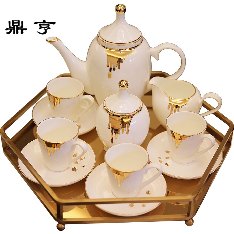 鼎亨欧式美式家居样板房陶瓷咖啡具套装英式下午茶具家用托盘装饰
