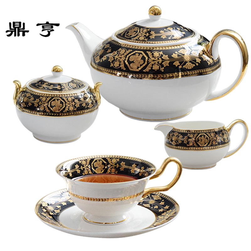 鼎亨英式下午茶骨瓷咖啡杯碟套装茶具家用欧式套具陶瓷复古红