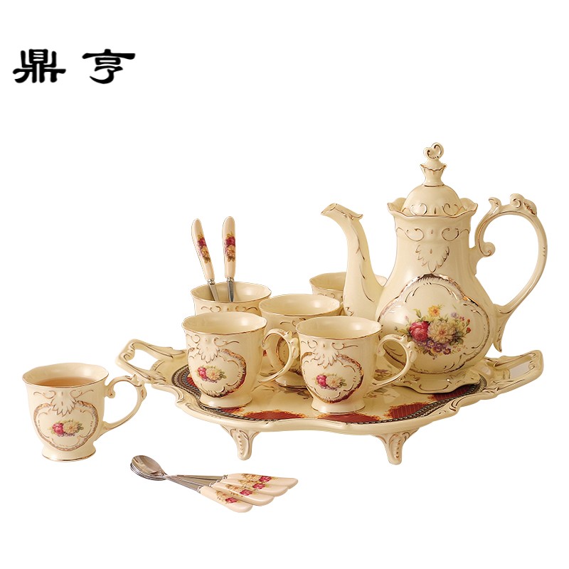 鼎亨欧式陶瓷家用咖啡杯套装组合美式现代简约托盘咖啡套具下午茶