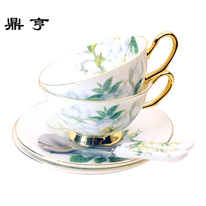 鼎亨欧式陶瓷杯咖啡杯套装骨瓷金边杯碟勺子咖啡杯碟套装套具下午