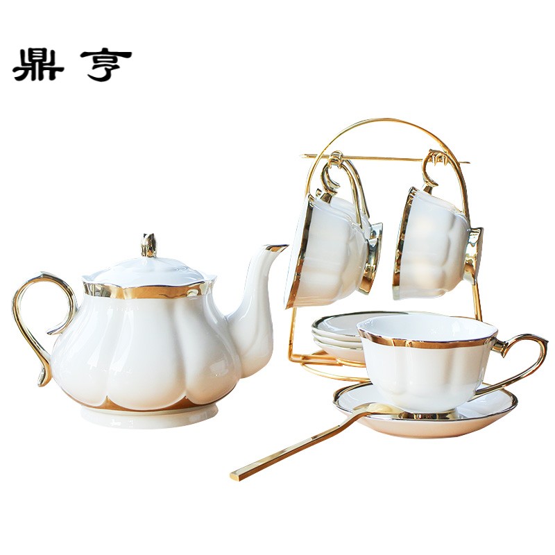 鼎亨咖啡杯套装 欧式金边骨瓷咖啡杯茶壶茶杯套具陶瓷 英式下午茶