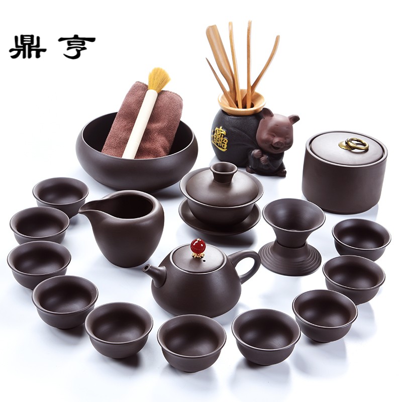 鼎亨整套原矿紫砂壶功夫茶具套装中式家用茶杯茶叶罐茶道配件