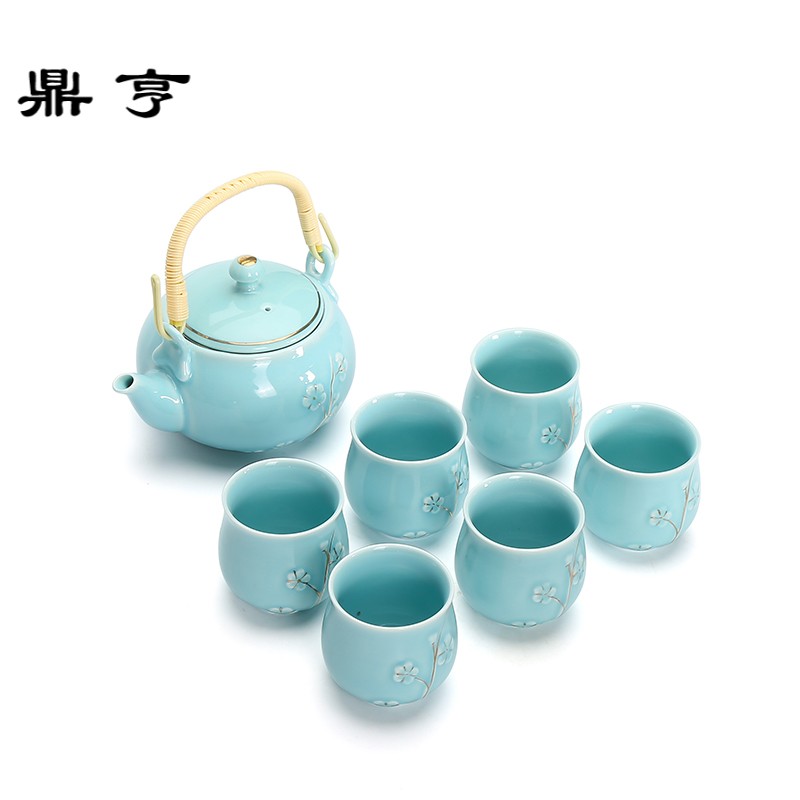 鼎亨提梁壶茶具套装家用茶杯功夫茶具托盘茶壶定制礼盒装送礼一壶
