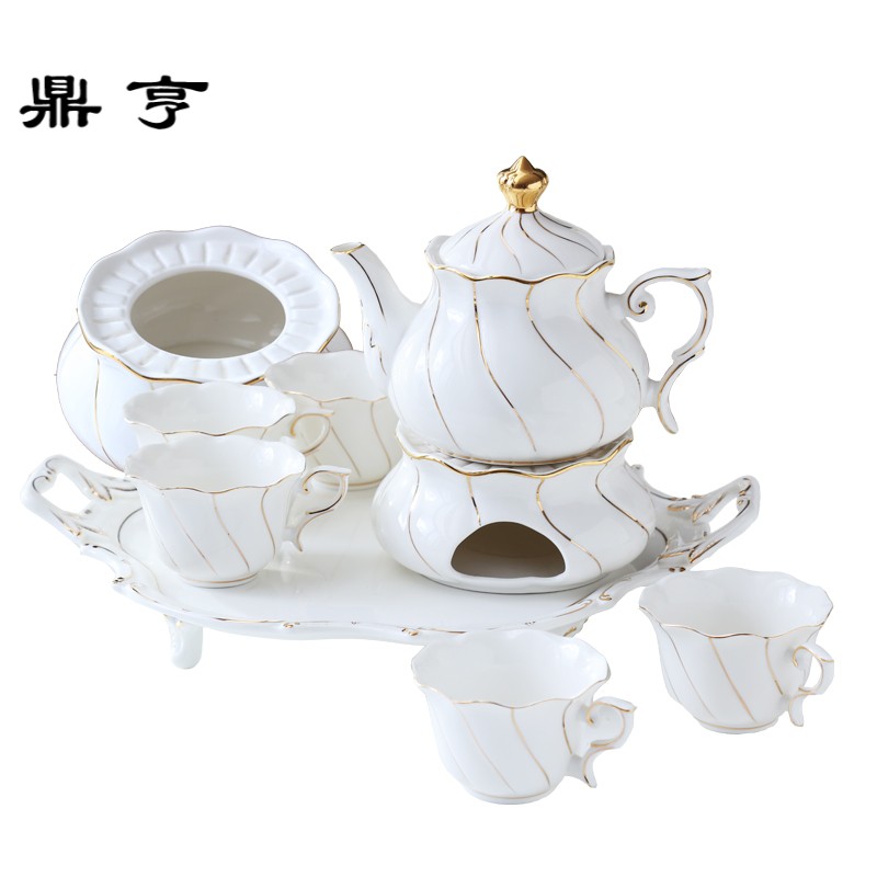鼎亨北欧花茶杯套装骨瓷水果茶壶陶瓷家用蜡烛底座花茶壶下午茶具
