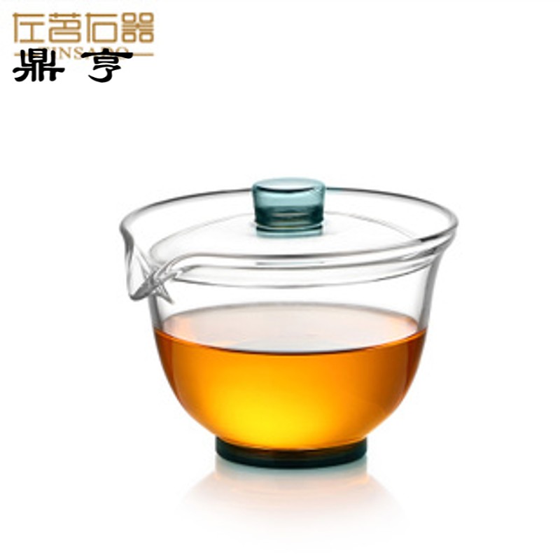 鼎亨盖碗茶杯玻璃透明泡茶杯加厚耐热手工三才碗功夫茶道茶具
