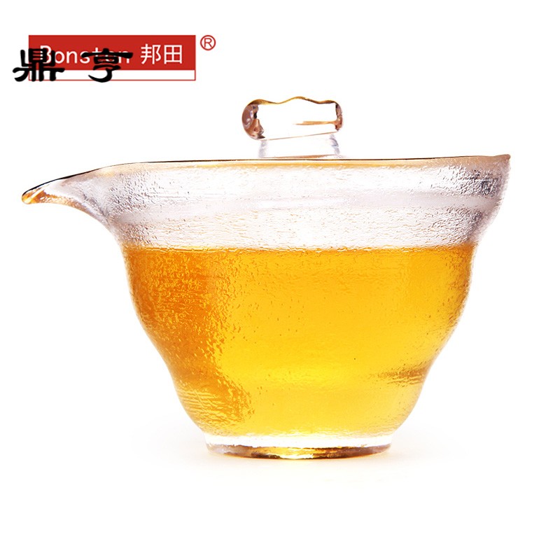 鼎亨 磨砂玻璃盖碗加厚耐热透明茶碗功夫茶具家用泡茶杯子