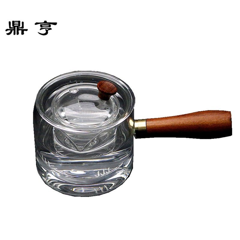 鼎亨高硼硅玻璃泡茶壶纯色侧把过滤煮茶器加厚日式家用功夫茶具