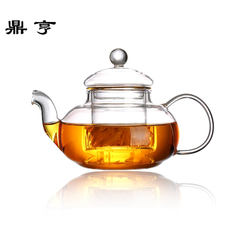 鼎亨包邮整套耐热玻璃茶壶功夫茶具组合套装透明花茶壶加厚把杯配