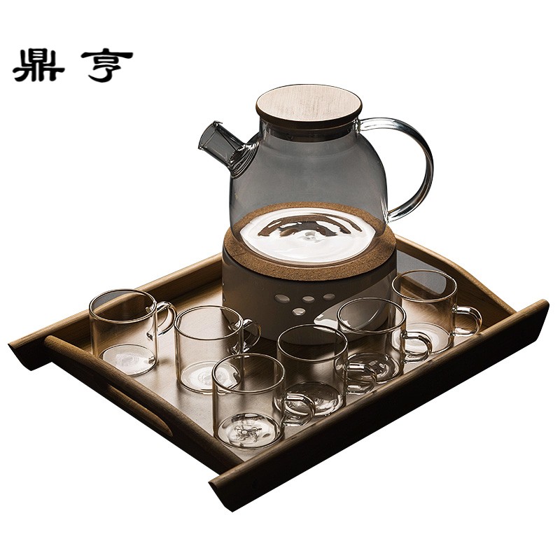 鼎亨耐热玻璃温茶器 花茶具套装煮茶加热茶壶日式家用蜡烛加热