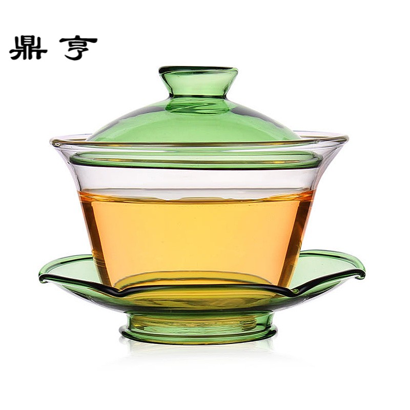 鼎亨耐热玻璃盖碗茶杯茶具玻璃加厚三才茶碗大号功夫茶具泡茶道手