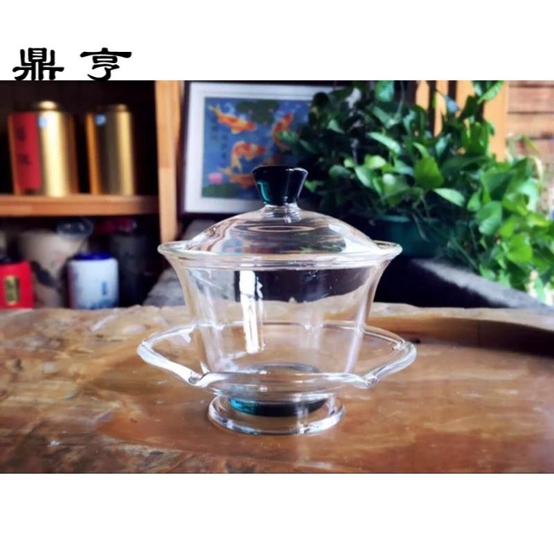 鼎亨包邮台湾弘建和器高硼硅耐热手工茶具精工公道杯玻璃三才盖碗