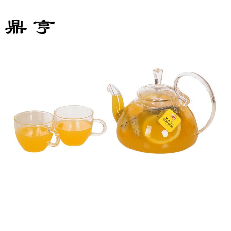 鼎亨加厚耐热玻璃花茶壶煮泡新鲜水果茶壶套装蜡烛可加热茶具透明