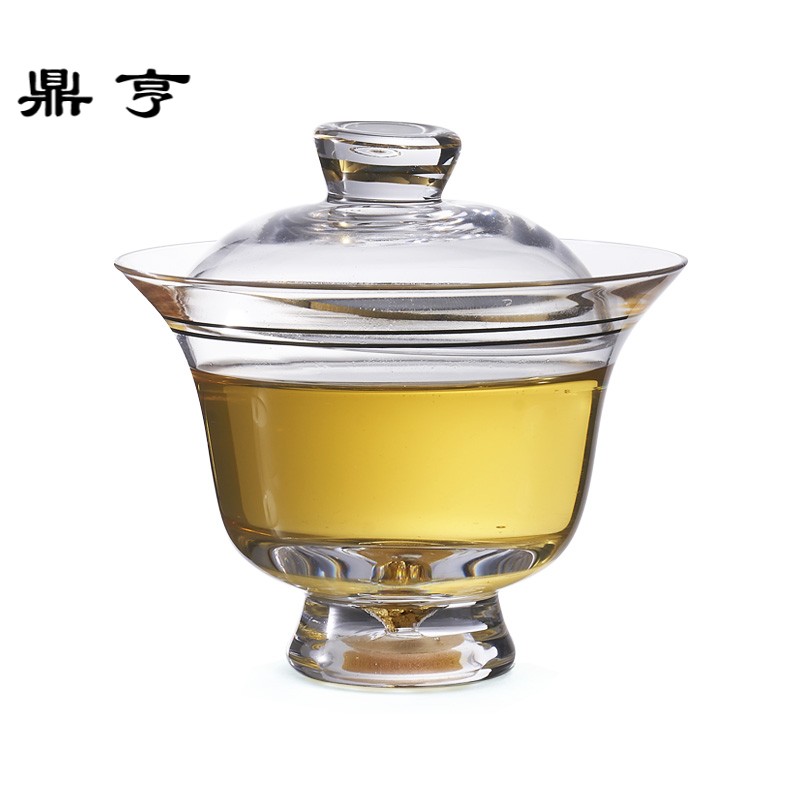 鼎亨水晶玻璃盖碗茶碗透明家用泡茶茶杯功夫茶具大号单杯茶碗