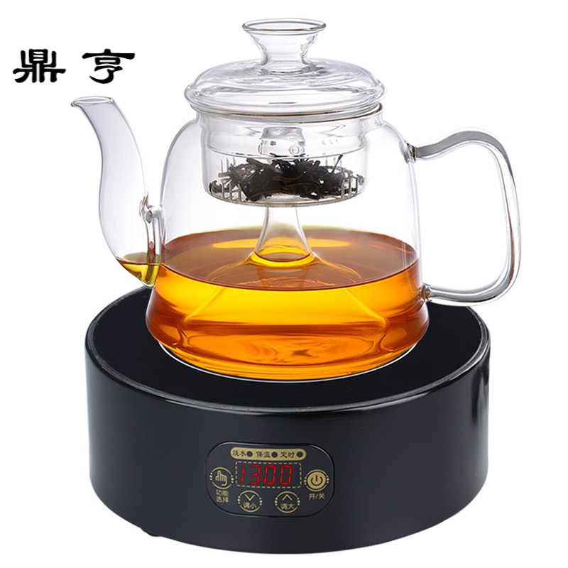 鼎亨蒸茶器蒸汽茶壶耐热玻璃电陶炉烧水煮茶壶黑茶大容量加厚茶具