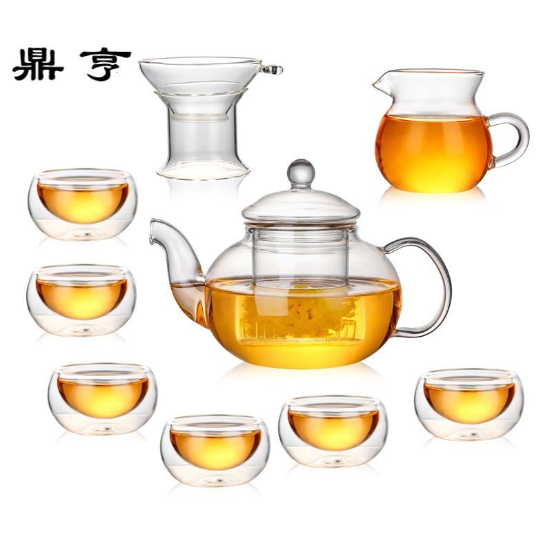 鼎亨加厚玻璃茶具水果花茶壶泡茶壶套装家用简约透明耐热耐高温煮