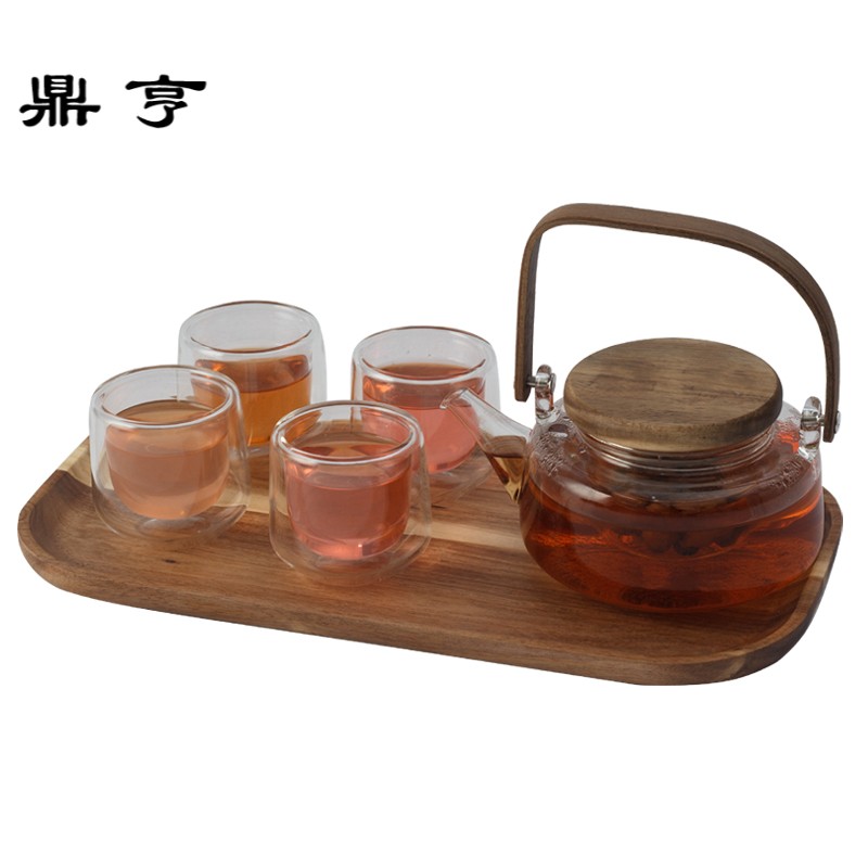 鼎亨简约花茶杯套装玻璃花果茶壶家用水果茶壶蜡烛耐热英式下午茶