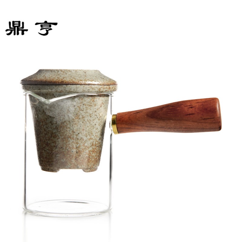 鼎亨 家用茶杯红茶泡日式仿古黑陶玻璃侧把壶功夫茶具耐热泡茶壶