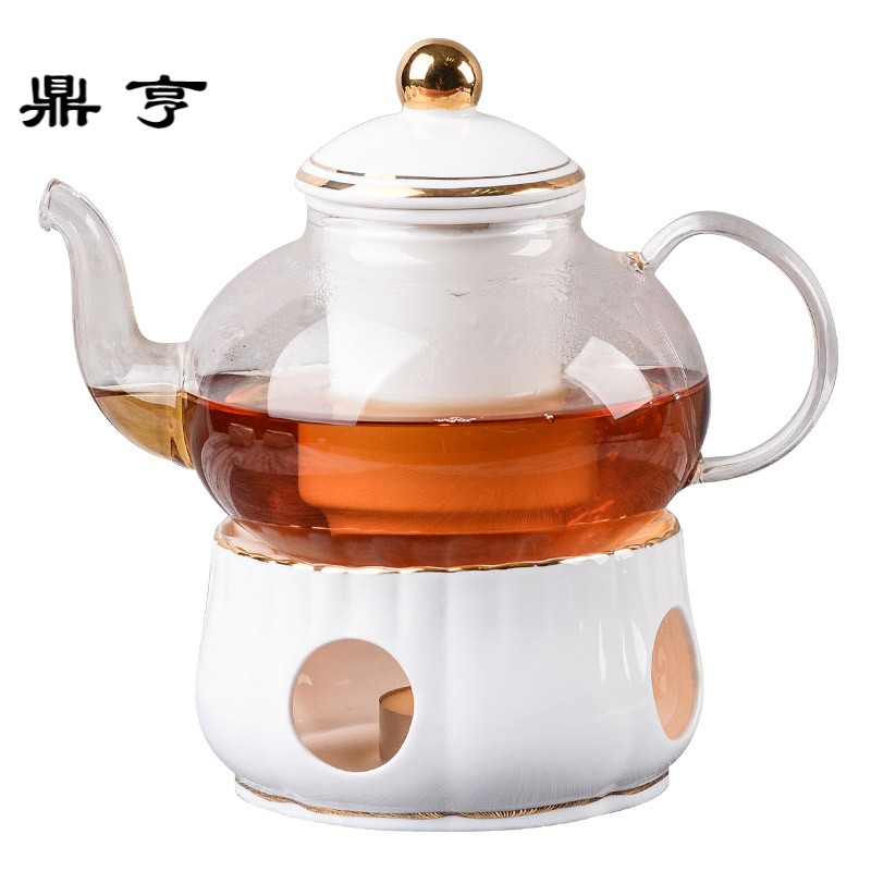 鼎亨陶瓷欧式下午茶花茶壶陶瓷加热玻璃单个耐热 红茶壶茶具套装