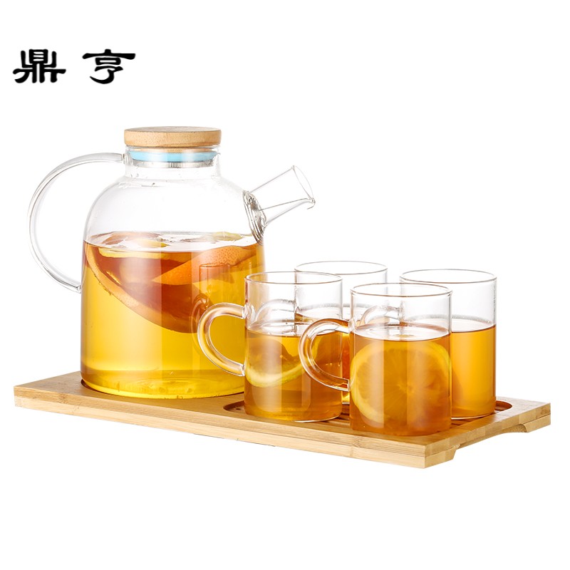 鼎亨日式透明玻璃家用煮下午茶泡水果茶壶套装创意耐热花茶杯