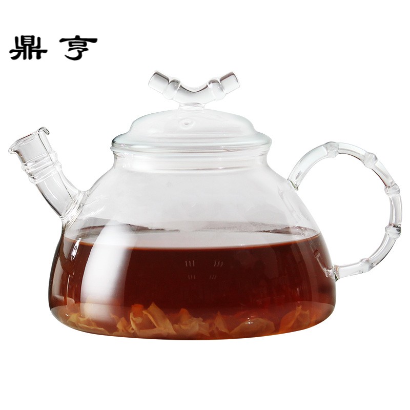 鼎亨耐热玻璃茶具耐高温煮茶壶有过滤内胆芯可直火加热壶花茶壶