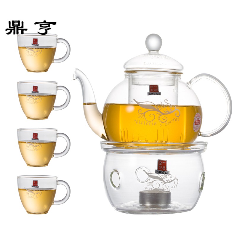 鼎亨台湾一屋窑耐热玻璃蜡烛加热煮花茶壶水果茶壶花茶杯套装家用