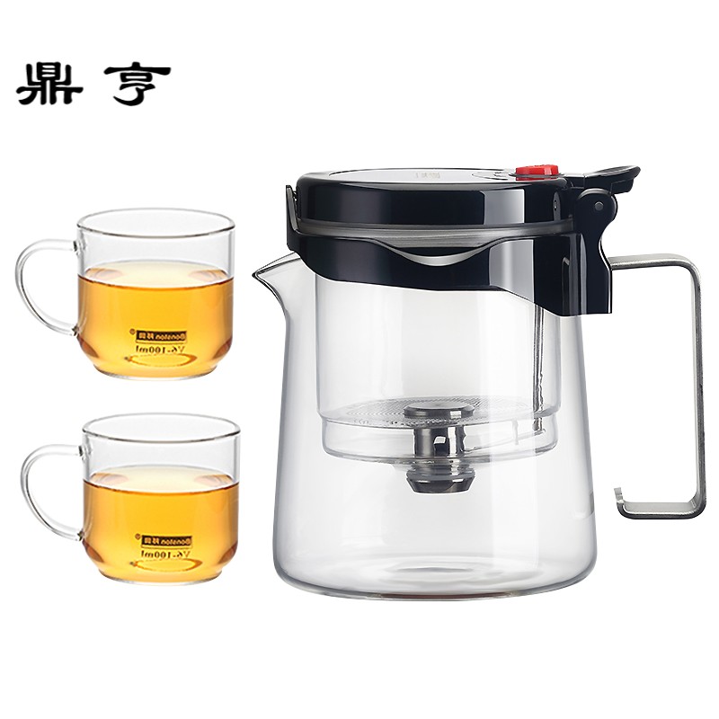 鼎亨飘逸杯家用泡茶器茶具可拆洗不锈钢全玻璃内胆过滤泡茶壶套装
