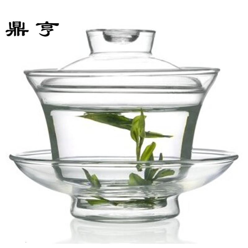 鼎亨玻璃三才大号盖碗茶杯茶具套装功夫茶道零配件 耐热玻璃盖碗