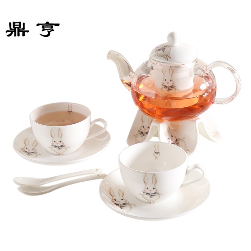 鼎亨下午茶具茶花茶具套装玻璃水果花茶壶整套耐热玻璃透明家用
