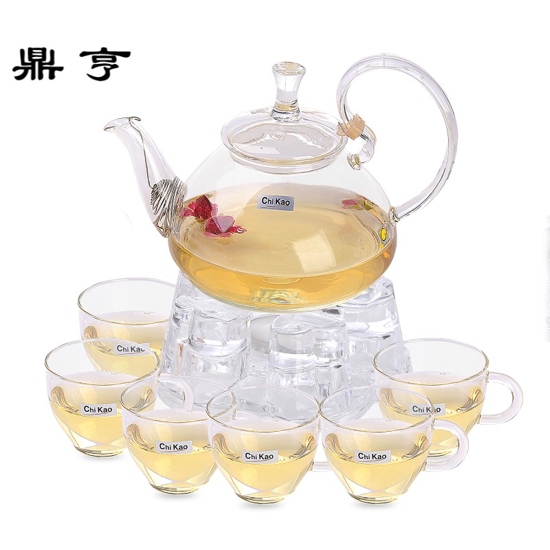 鼎亨chikao玻璃花茶壶过滤水果花茶具套装加厚大容量电陶炉烧水壶