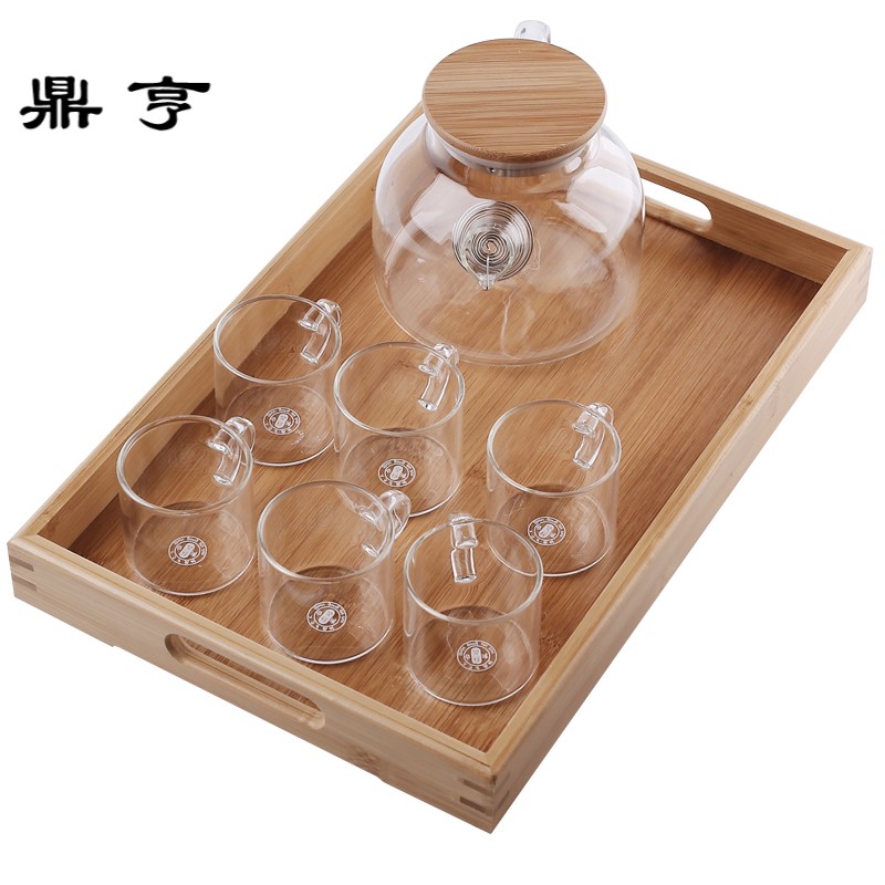 鼎亨北欧茶具套装家用简约现代下午茶壶玻璃花茶杯子6只套装加热