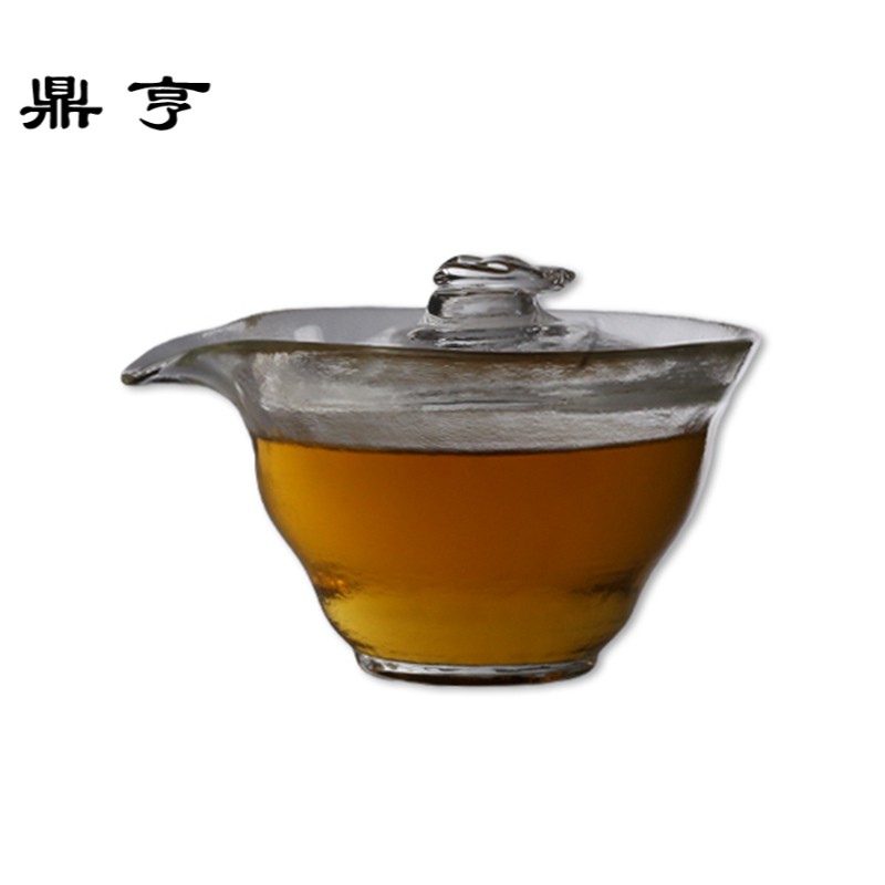 鼎亨纯手工加厚耐热玻璃盖碗日式手抓壶功夫茶三才盖碗泡茶器茶具