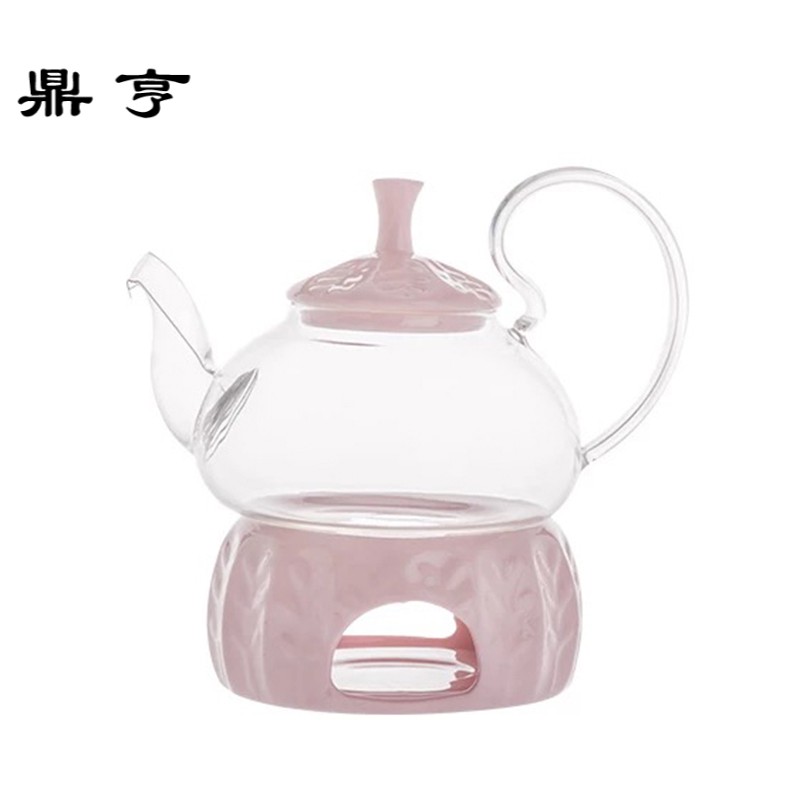 鼎亨花茶壶套装可加热玻璃壶下午茶具带滤网水果茶具保温底座花茶