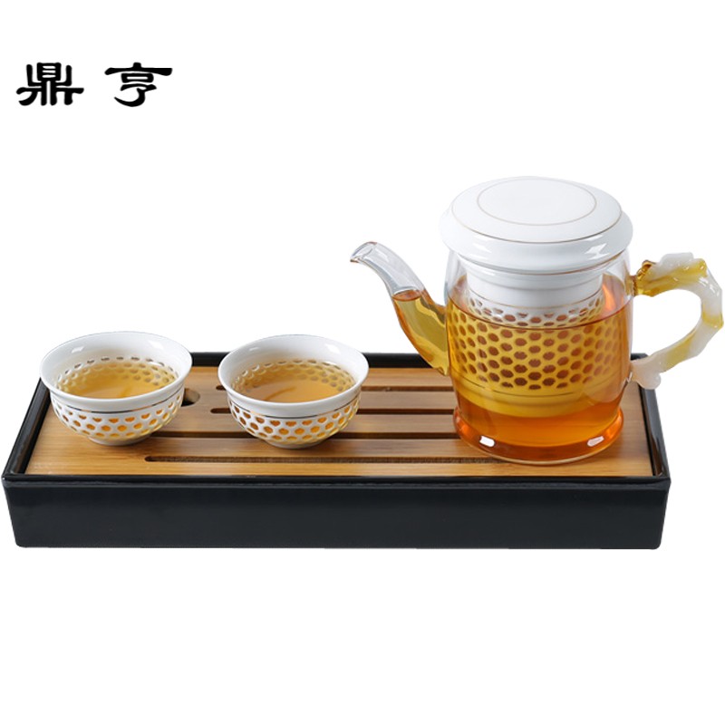 鼎亨耐热玻璃茶壶 陶瓷过滤泡红茶专用茶具功夫套装家用玲珑杯冲