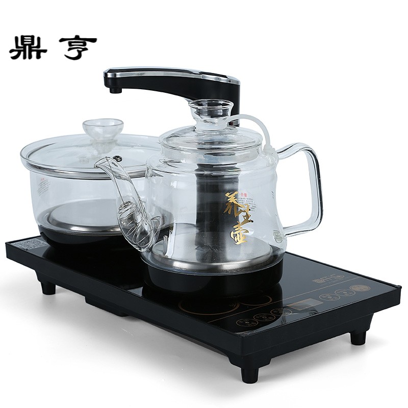 鼎亨功夫茶具套装电热玻璃烧水壶全自动上水电茶炉电磁炉实木茶盘