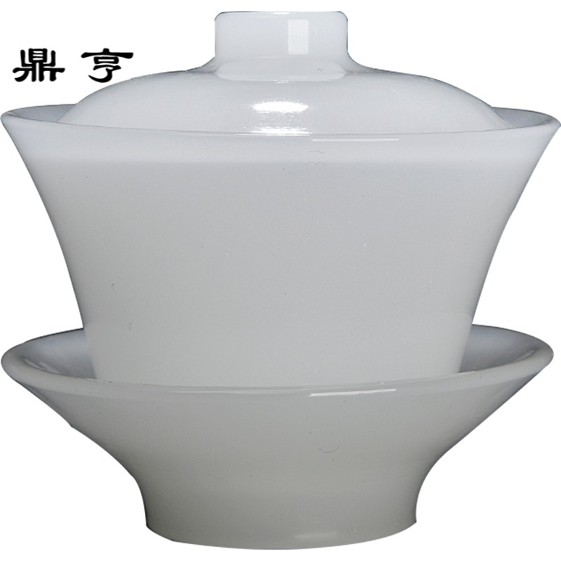 鼎亨固德 玉瓷盖碗 白瓷玻璃耐热分茶器三才茶碗琉璃 功夫茶具