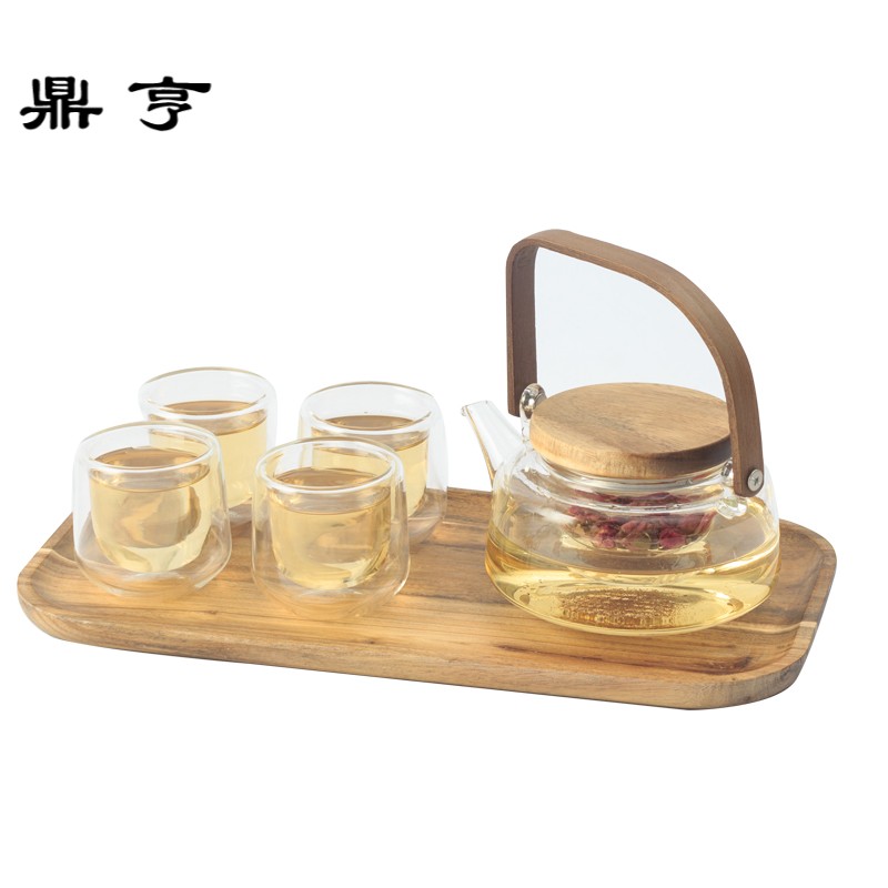 鼎亨创意花茶壶套装家用下午茶茶具耐高温蜡烛加热底座玻璃泡水果