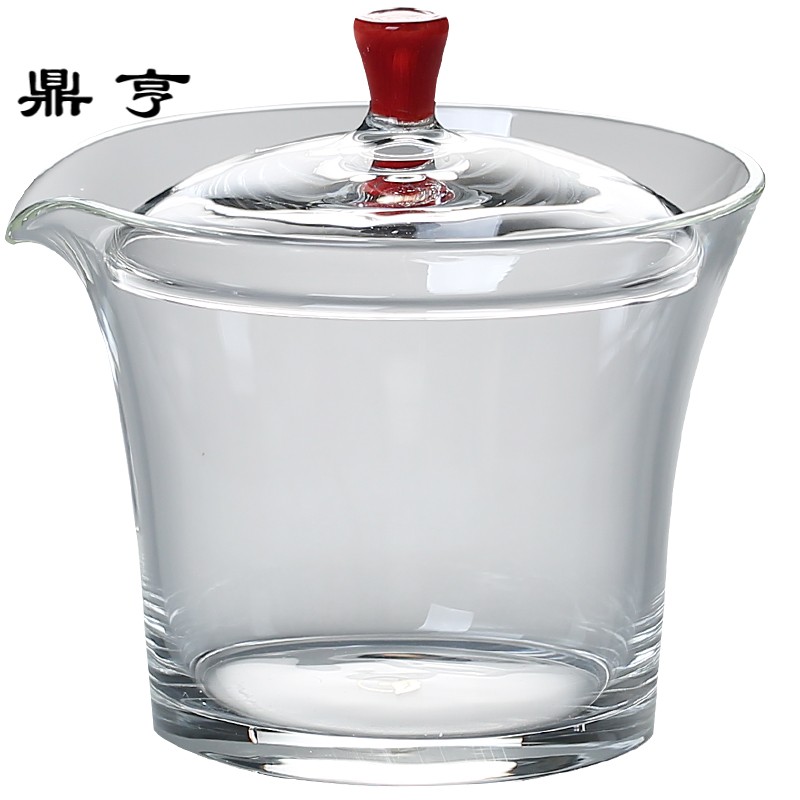 鼎亨 玻璃盖碗茶杯 耐热透明手抓壶茶碗敬茶杯 功夫茶具泡茶器