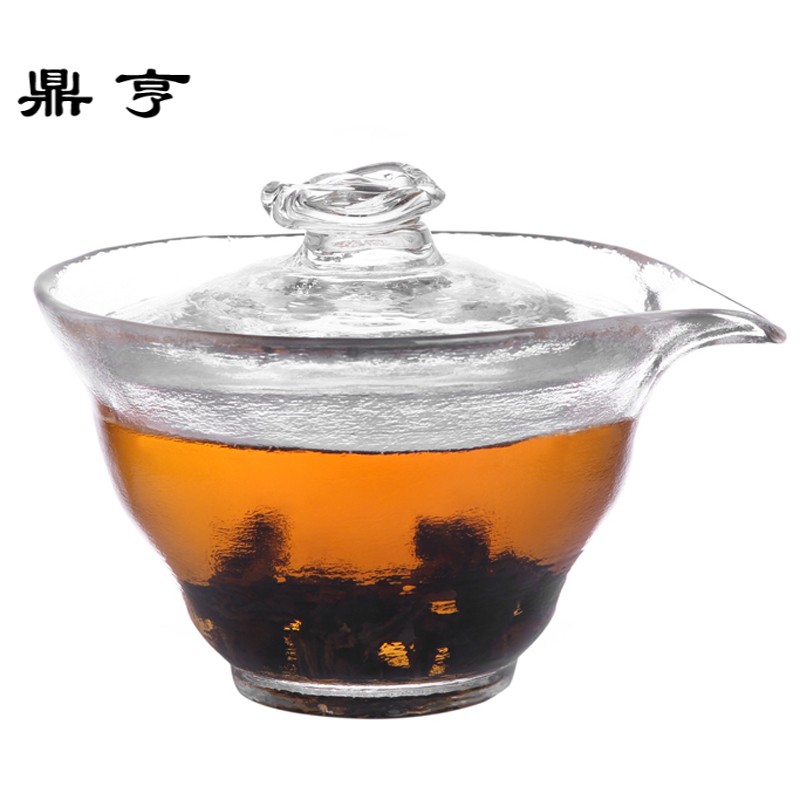 鼎亨日式纯手工加厚耐热玻璃盖碗手抓壶功夫茶三才盖碗泡茶器茶具