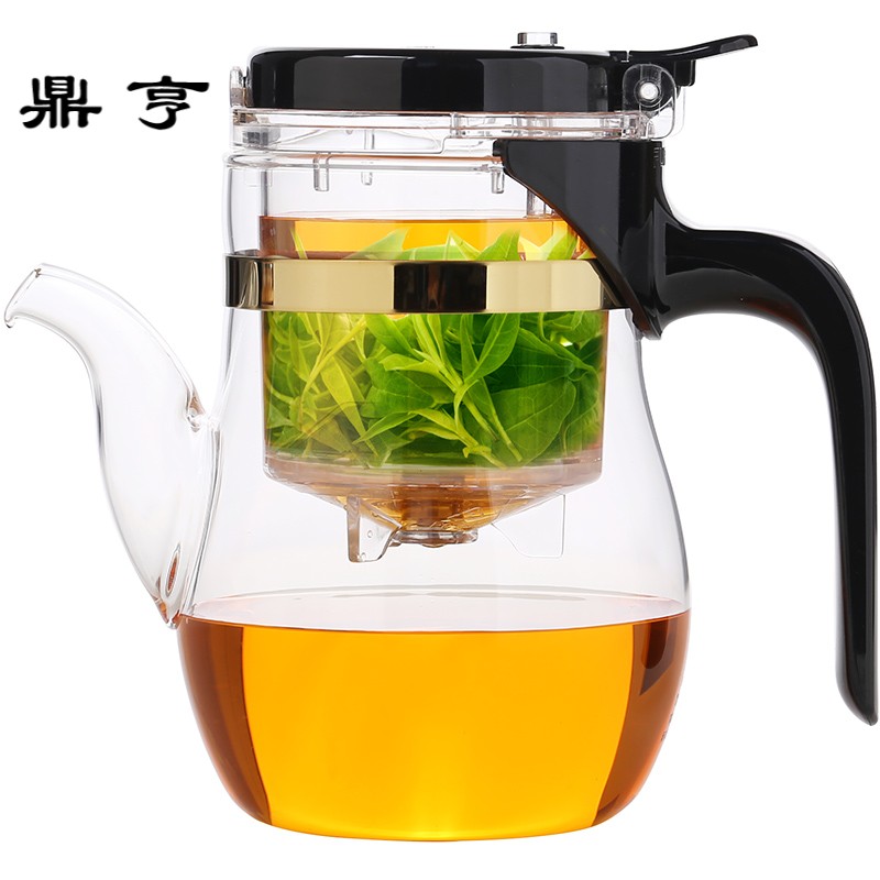 鼎亨飘逸杯耐热玻璃泡茶壶全过滤冲茶器简约家用茶具套装现代茶壶