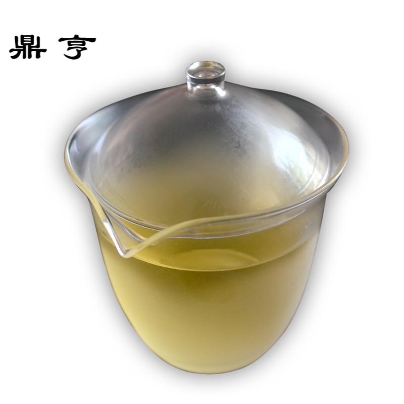 鼎亨磨砂半透明手工玻璃手抓壶半雾泡茶碗盖碗耐热功夫茶具公杯泡
