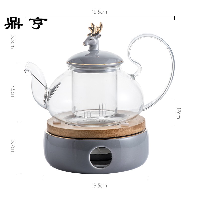 鼎亨北欧茶具陶瓷花茶具套装水果茶壶玻璃过滤泡茶壶欧式下午茶花