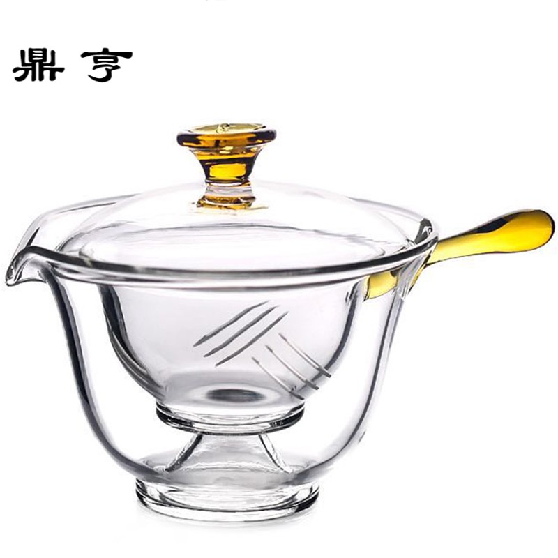 鼎亨爱茶屋茶具日式玻璃侧把壶带过滤盖碗 公杯 小青柑泡茶器功夫