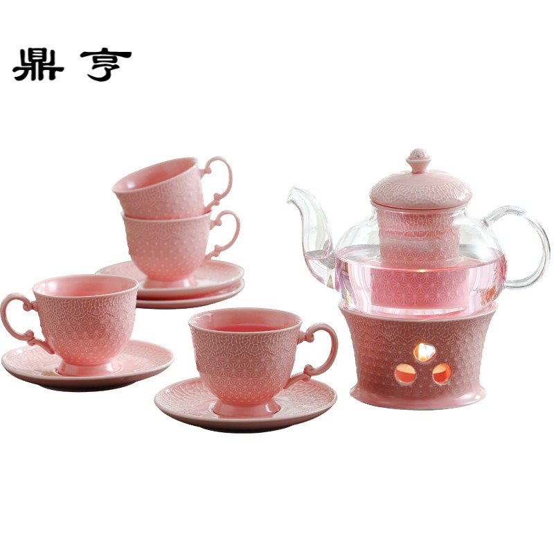 鼎亨花茶茶具套装陶瓷蜡烛可加热家用下午茶杯花水果玻璃过滤茶