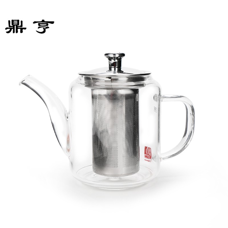 鼎亨耐热玻璃茶壶 加厚花茶壶家用大号不锈钢过滤冲茶器茶盘茶具
