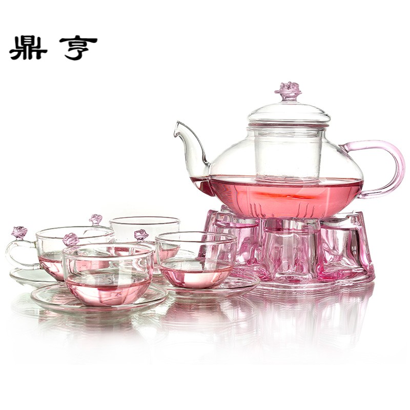 鼎亨耐热玻璃茶具套装花茶壶过滤泡茶壶红茶花功夫茶杯整套下午