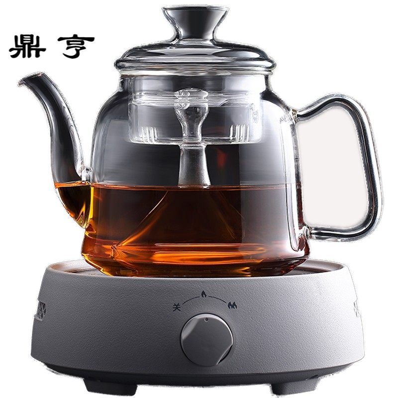 鼎亨养生蒸茶壶玻璃蒸汽煮茶器耐热玻璃煮茶壶家用茶具蒸汽茶壶电