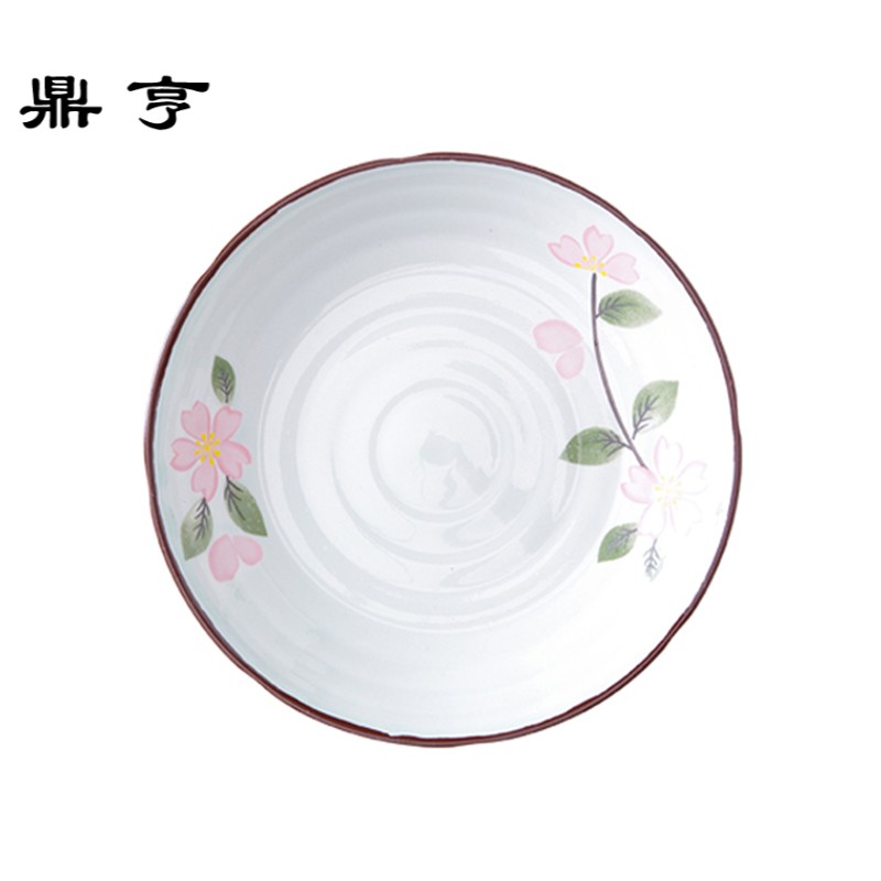 鼎亨景德镇陶瓷8英寸釉下彩圆形陶瓷加厚装菜盘子6个套装创意家用